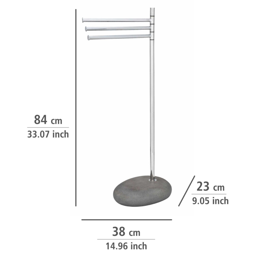 WENKO 19493100 - Dvieļu statīvs PEBBLE STONE 38x84 cm spīdīgs hroms/gaiši pelēks