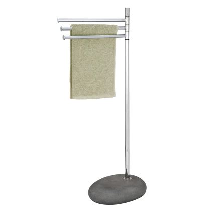 WENKO 19493100 - Dvieļu statīvs PEBBLE STONE 38x84 cm spīdīgs hroms/gaiši pelēks