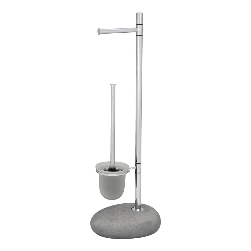 WENKO 19494100 - WC birste PEBBLE STONE 23,5x70 cm spīdīgs hroms/pelēks/satinēts