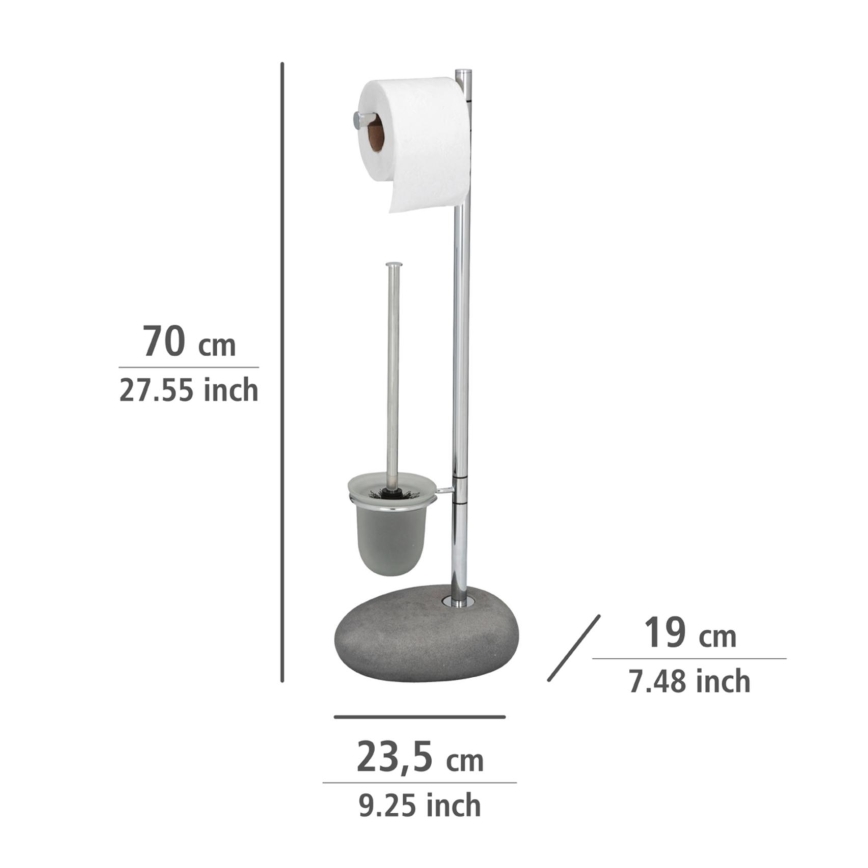 WENKO 19494100 - WC birste PEBBLE STONE 23,5x70 cm spīdīgs hroms/pelēks/satinēts