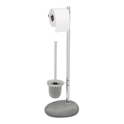 WENKO 19494100 - WC birste PEBBLE STONE 23,5x70 cm spīdīgs hroms/pelēks/satinēts