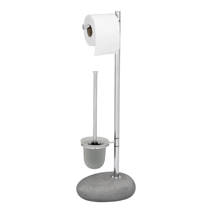WENKO 19494100 - WC birste PEBBLE STONE 23,5x70 cm spīdīgs hroms/pelēks/satinēts