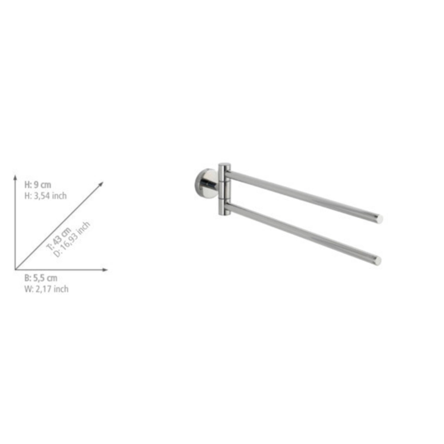 WENKO 20213100 - Dvieļu turētājs BOSIO SHINE 43x9 cm nerūsējošais tērauds/sudraba