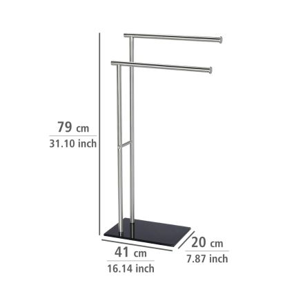 WENKO 20390100 - Dvieļu statīvs LIMA 41x79 cm nerūsējošais tērauds/satīns/melns