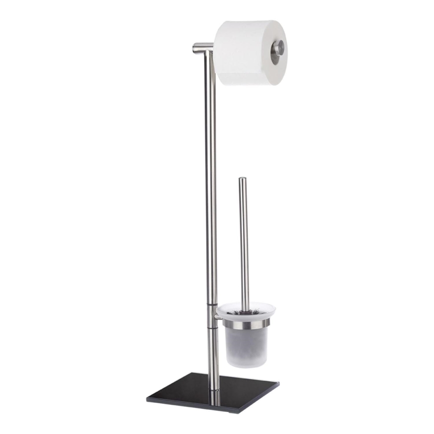 WENKO 20391100 - WC birste LIMA 23,5x69 cm nerūsējošais tērauds/satinēts/melns