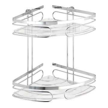WENKO 20412100-Premium stūra plaukts no nerūsējošā tērauda 26,5x27,5 cm nerūsējošais tērauds/sudraba