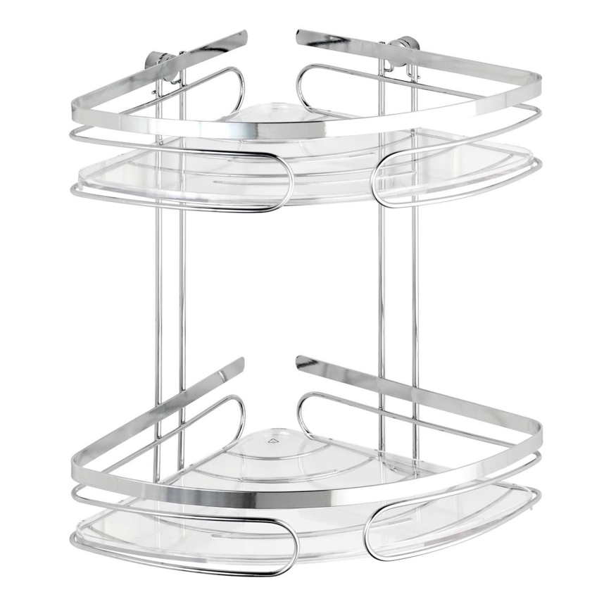 WENKO 20412100-Premium stūra plaukts no nerūsējošā tērauda 26,5x27,5 cm nerūsējošais tērauds/sudraba