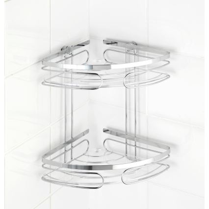 WENKO 20412100-Premium stūra plaukts no nerūsējošā tērauda 26,5x27,5 cm nerūsējošais tērauds/sudraba