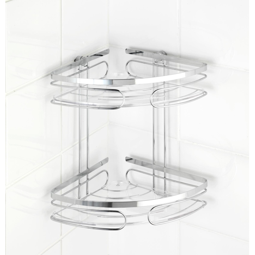 WENKO 20412100-Premium stūra plaukts no nerūsējošā tērauda 26,5x27,5 cm nerūsējošais tērauds/sudraba