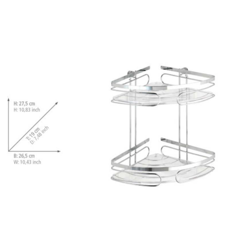 WENKO 20412100-Premium stūra plaukts no nerūsējošā tērauda 26,5x27,5 cm nerūsējošais tērauds/sudraba