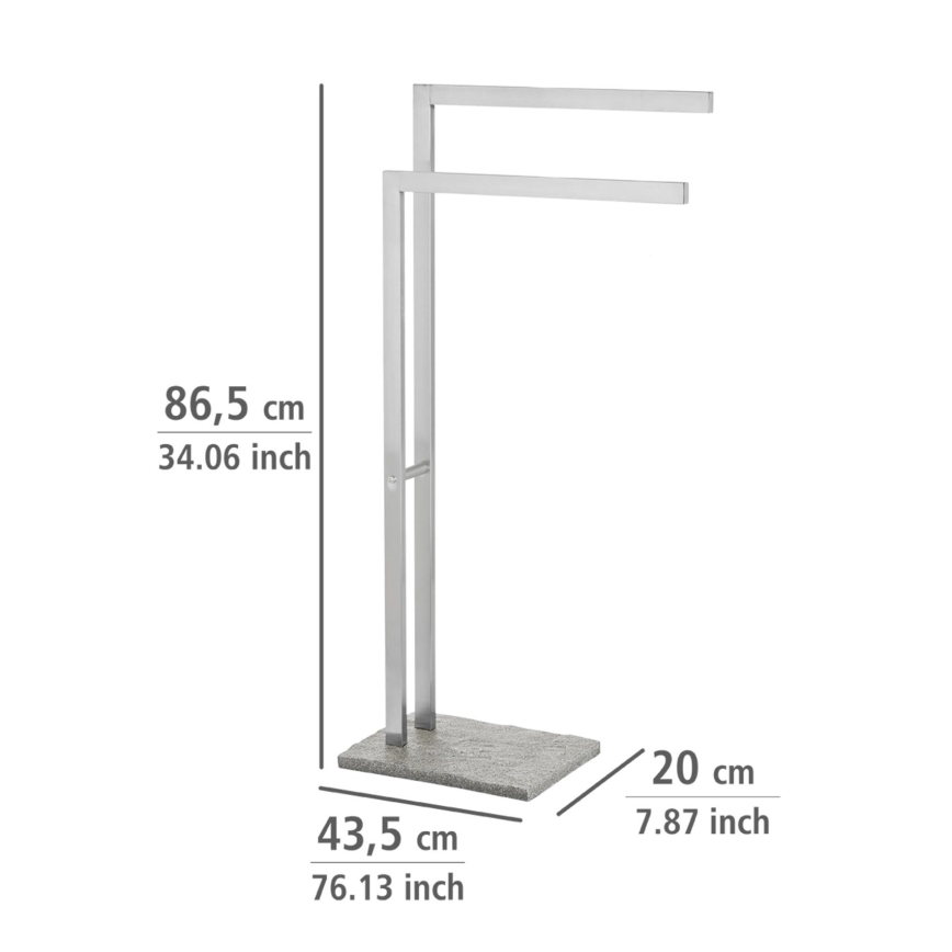 WENKO 20603100 - Dvieļu statīvs GRANIT 43,5x86,5 cm nerūsējošais tērauds/satīns/pelēks