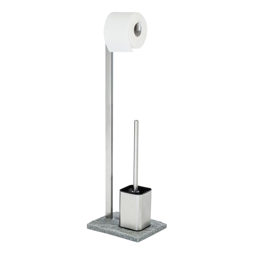 WENKO 20604100 - WC birste GRANIT, 23x73,5 cm, nerūsējošā tērauda, satīna apdare, pelēka