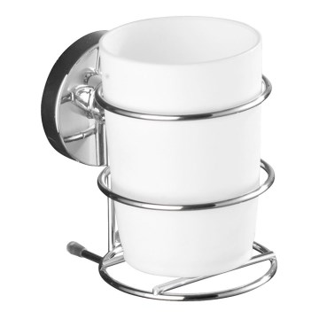 WENKO 20880100-Krūzīte VACUUM-LOC MILAZZO 7,5x11,5 cm spīdīgs hroms/balts