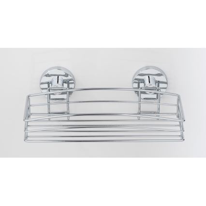 WENKO 20883100 - Apaļš VACUUM-LOC tērauda plaukts, 26 x 15,3 cm, spīdīgs hroms