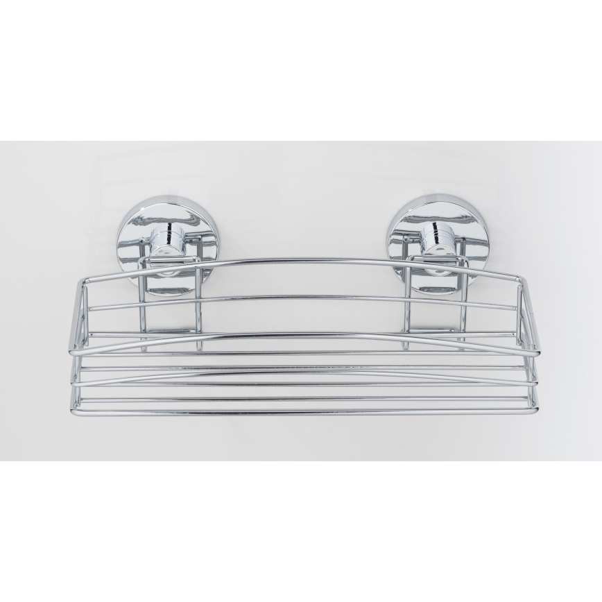 WENKO 20883100 - Apaļš VACUUM-LOC tērauda plaukts, 26 x 15,3 cm, spīdīgs hroms