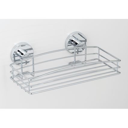 WENKO 20883100 - Apaļš VACUUM-LOC tērauda plaukts, 26 x 15,3 cm, spīdīgs hroms