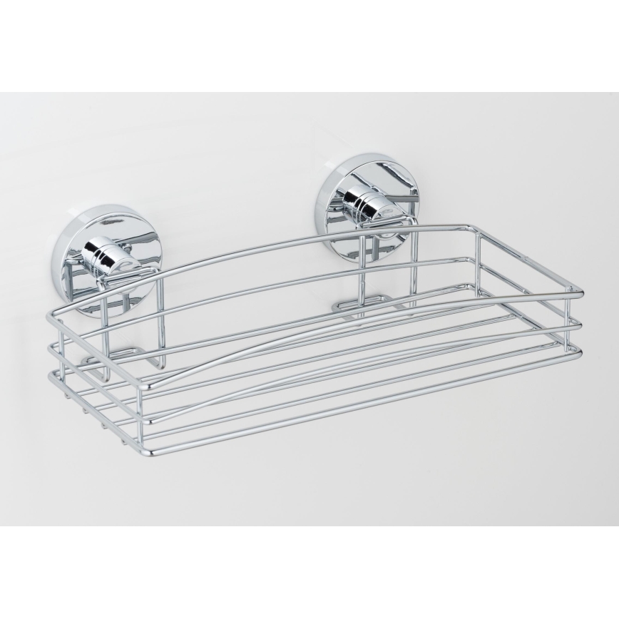 WENKO 20883100 - Apaļš VACUUM-LOC tērauda plaukts, 26 x 15,3 cm, spīdīgs hroms