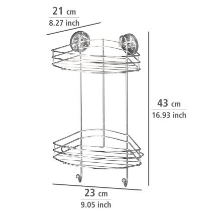WENKO 20885100 - stūra plaukts VACUUM-LOC, apaļš tērauds, 24,5x41 cm, spīdīgs hroms