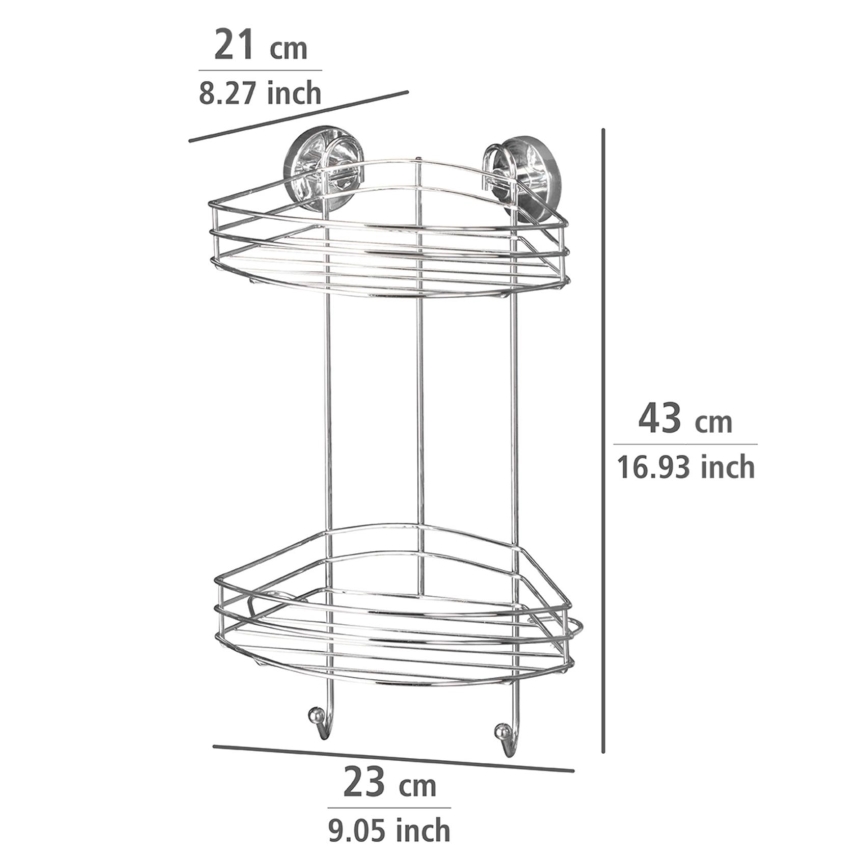 WENKO 20885100 - stūra plaukts VACUUM-LOC, apaļš tērauds, 24,5x41 cm, spīdīgs hroms