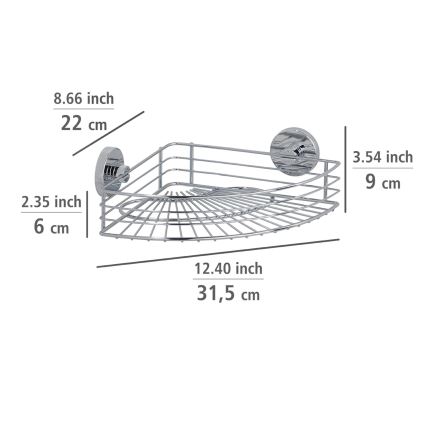 WENKO 20887100 - plaukts VACUUM-LOC RUND STAH 31x22,5 cm spīdīgs hroms