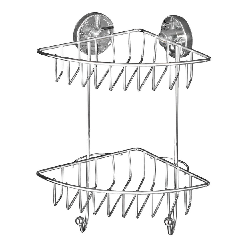 WENKO 20888100 - Stūra plaukts VACUUM-LOC RUND STAH 22,5x29,5 cm, spīdīgs hroms