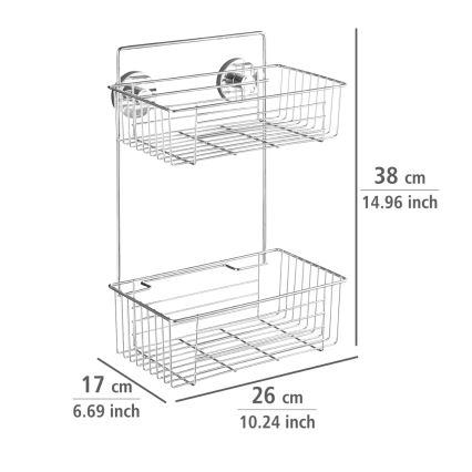 WENKO 20889100-plaukts VACUUM-LOC apaļš tērauda 26x38 cm spīdīgs hroms