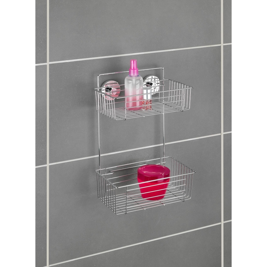 WENKO 20889100-plaukts VACUUM-LOC apaļš tērauda 26x38 cm spīdīgs hroms