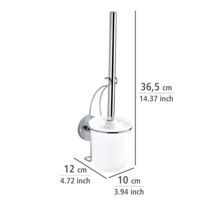 WENKO 20898100-WC birste VACUUM-LOC MILAZZO 10x34 cm nerūsējošais tērauds/pulēts hroms/balts