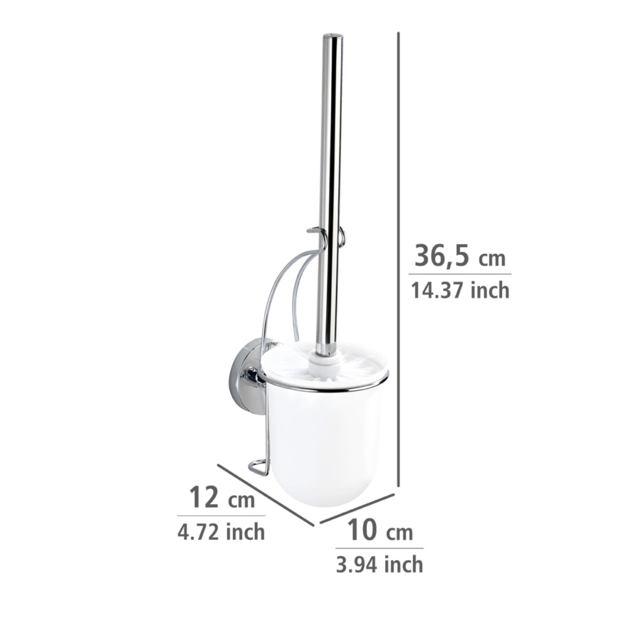 WENKO 20898100-WC birste VACUUM-LOC MILAZZO 10x34 cm nerūsējošais tērauds/pulēts hroms/balts