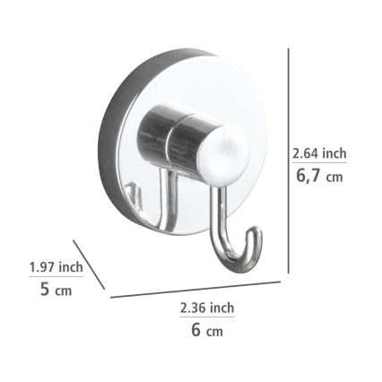 WENKO 20900100-Āķis VACUUM-LOC, apaļš, tērauda, 6x6,7 cm, spīdīgs hroms