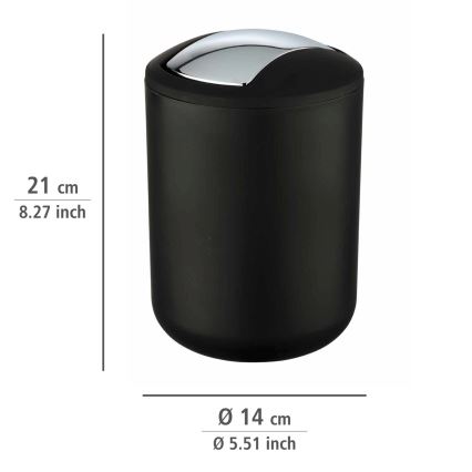 WENKO 21211100 - Atkritumu tvertne BRASIL 14x21 cm melna/spīdīgs hroms