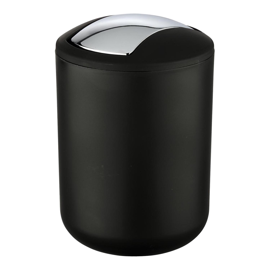 WENKO 21211100 - Atkritumu tvertne BRASIL 14x21 cm melna/spīdīgs hroms