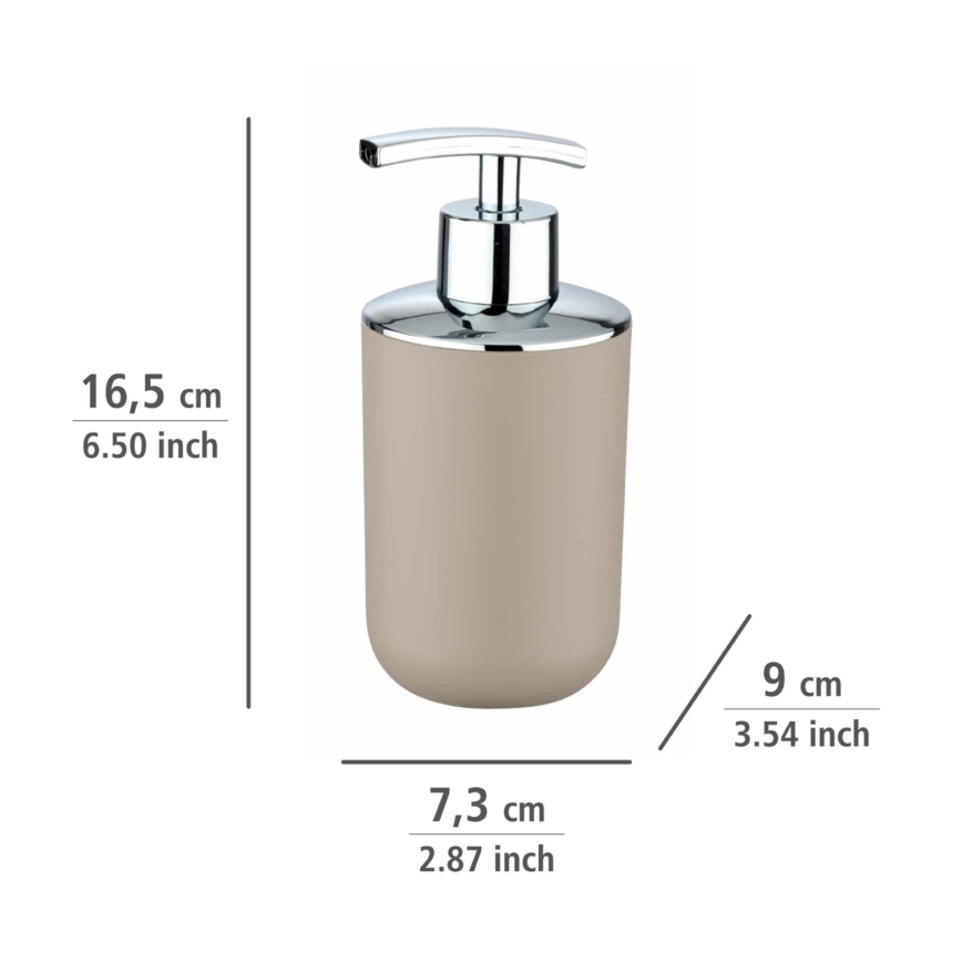 WENKO 21219100 - Ziepju dozators BRASIL 7,3x16,5 cm bēšs/spīdīgs hroms