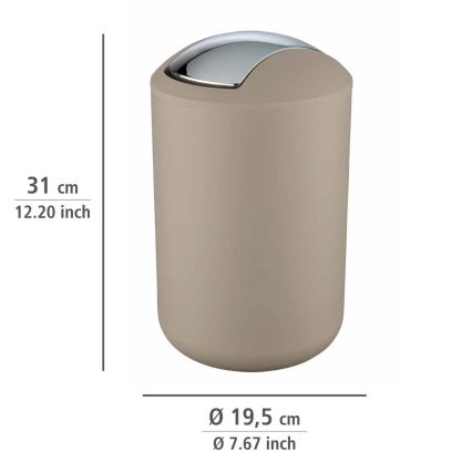 WENKO 21222100 - Atkritumu tvertne BRASIL 19,5x31 cm bēša/spīdīgs hroms