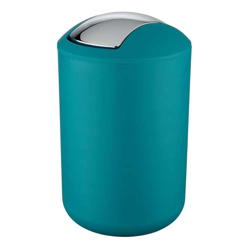 WENKO 21227100 - Atkritumu tvertne BRASIL 19,5x31 cm tirkīza/spīdīgs hroms