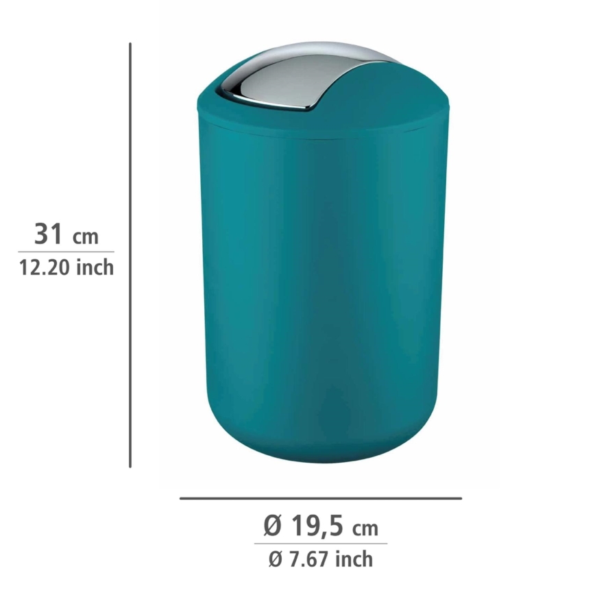 WENKO 21227100 - Atkritumu tvertne BRASIL 19,5x31 cm tirkīza/spīdīgs hroms