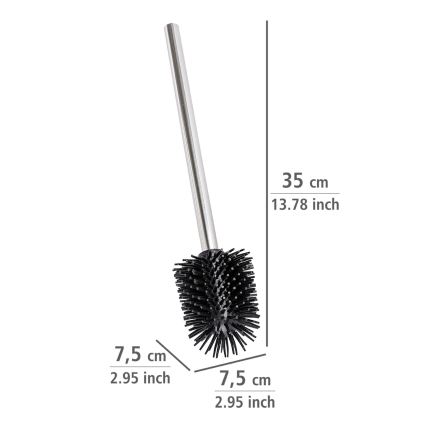 WENKO 21799100 - Tualetes birste 7,5x35 cm nerūsējošais tērauds/sudraba/melna