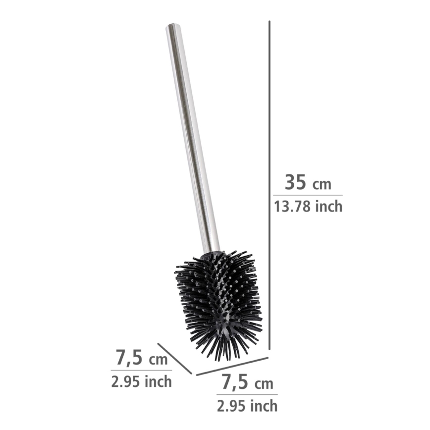 WENKO 21799100 - Tualetes birste 7,5x35 cm nerūsējošais tērauds/sudraba/melna