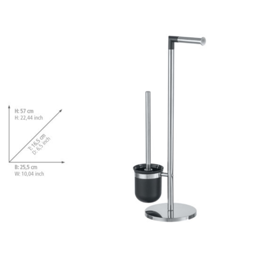 WENKO 21836800 - WC birste PARUS 25,5x57 cm nerūsējošais tērauds/sudraba/melna