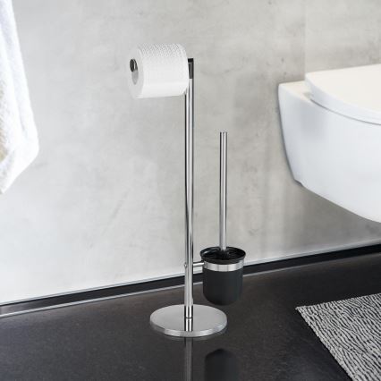 WENKO 21836800 - WC birste PARUS 25,5x57 cm nerūsējošais tērauds/sudraba/melna