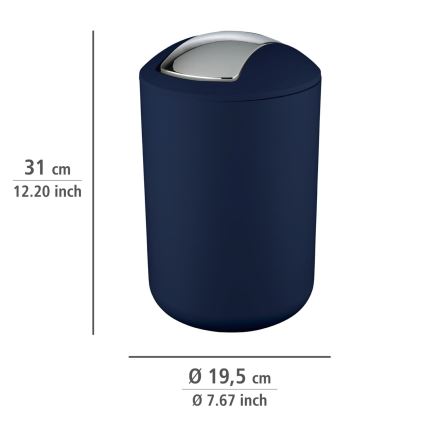 WENKO 22521100 - Atkritumu tvertne BRASIL 19,5x31 cm zila / spīdīga hroma apdare