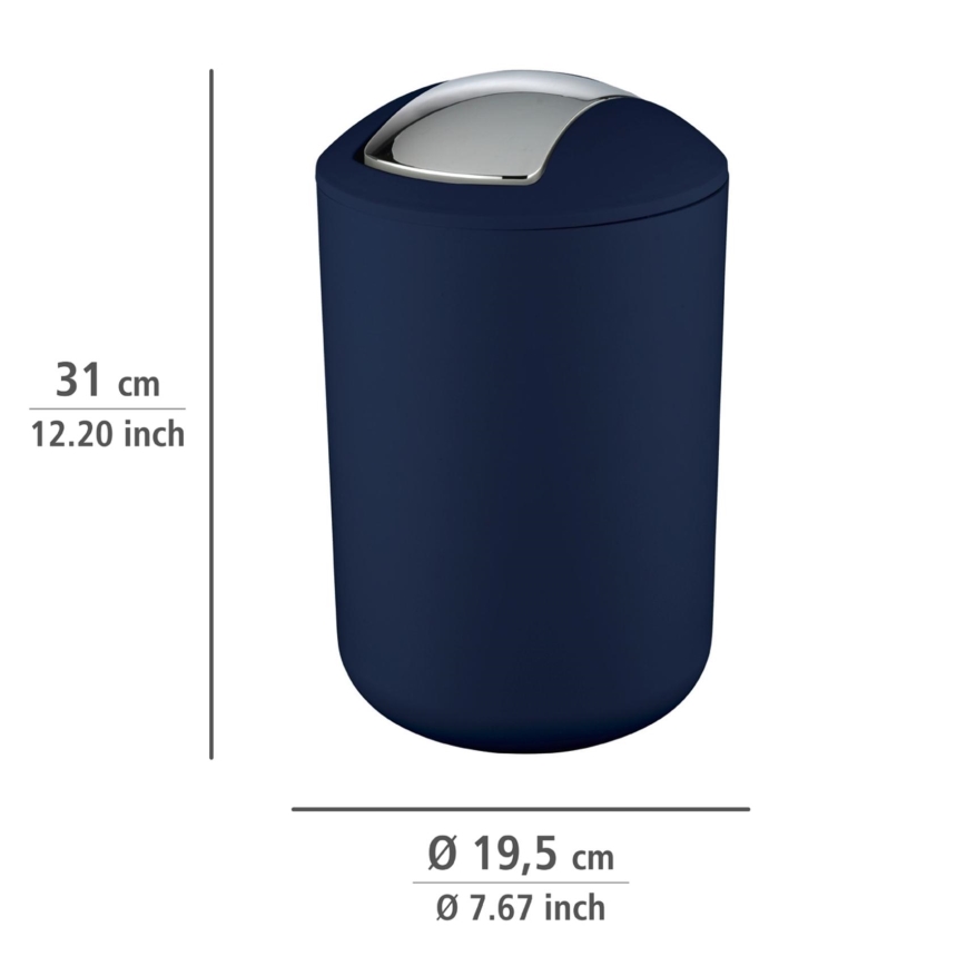 WENKO 22521100 - Atkritumu tvertne BRASIL 19,5x31 cm zila / spīdīga hroma apdare