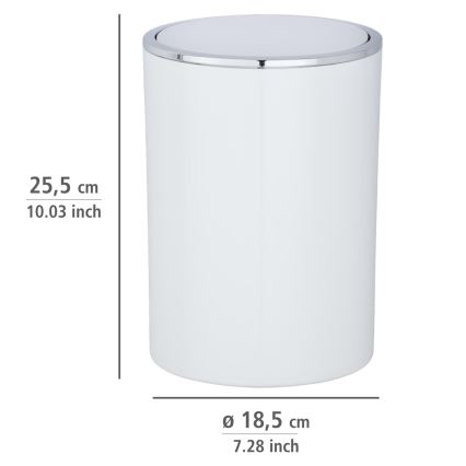 WENKO 22554100 - Atkritumu tvertne INCA 18,5x25,5 cm balta/spīdīgs hroms