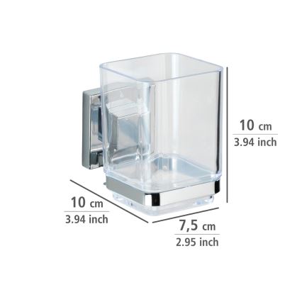 WENKO 22680100 -Glāzīte VACUUM-LOC QUADRO ED 7,5x10 cm sudraba/pulēts hroms/caurspīdīga