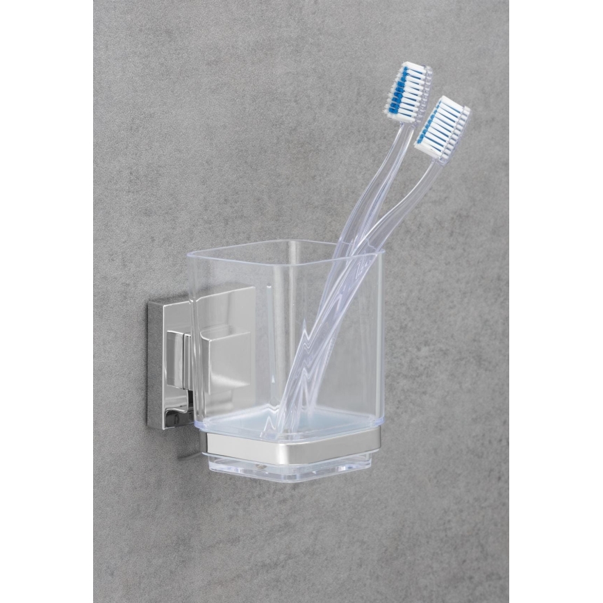 WENKO 22680100 -Glāzīte VACUUM-LOC QUADRO ED 7,5x10 cm sudraba/pulēts hroms/caurspīdīga