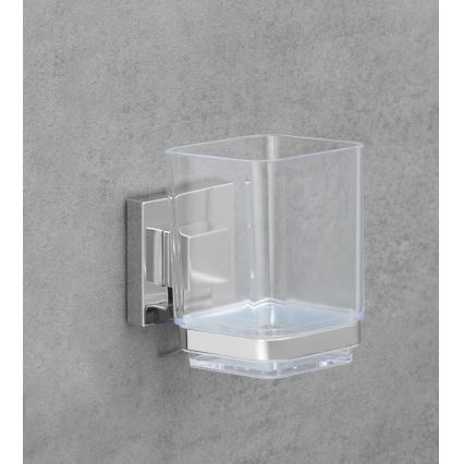 WENKO 22680100 -Glāzīte VACUUM-LOC QUADRO ED 7,5x10 cm sudraba/pulēts hroms/caurspīdīga