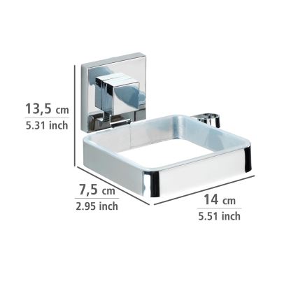 WENKO 22682100 -Fēna turētājs VACUUM-LOC QUADRO ED 13,5x14 cm sudraba/hroms