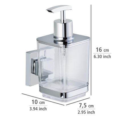 WENKO 22683100-Ziepju dozators VACUUM-LOC QUADRO ED 7,5x16 cm sudraba/spīdīgs hroms