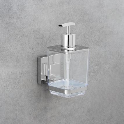 WENKO 22683100-Ziepju dozators VACUUM-LOC QUADRO ED 7,5x16 cm sudraba/spīdīgs hroms