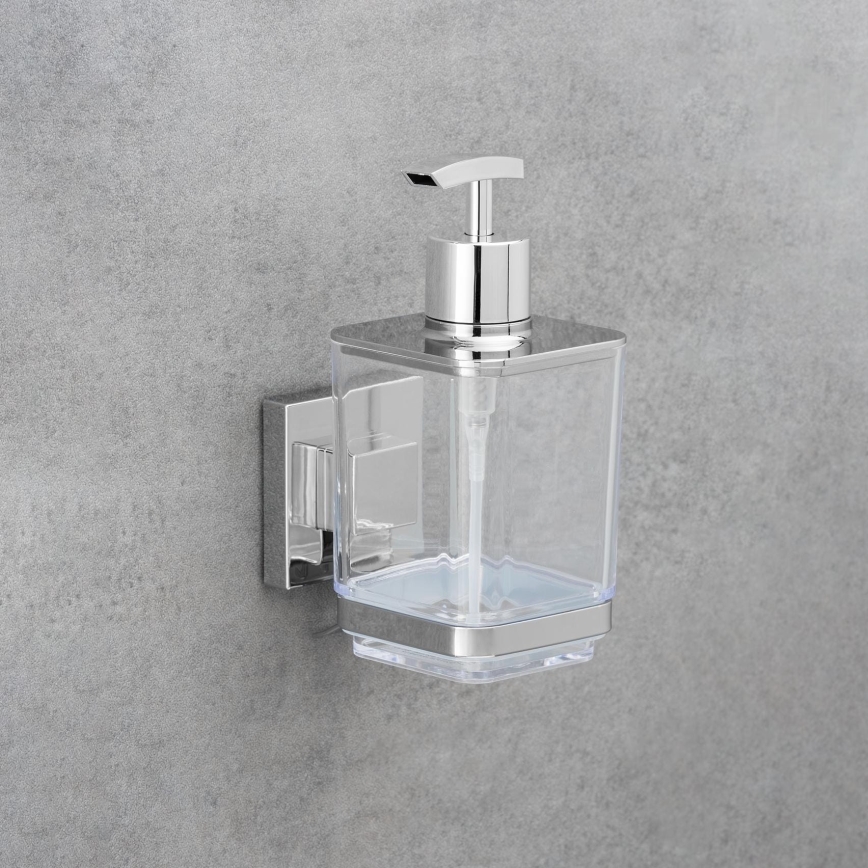 WENKO 22683100-Ziepju dozators VACUUM-LOC QUADRO ED 7,5x16 cm sudraba/spīdīgs hroms